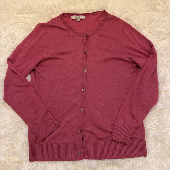 Loft Raspberry Pink Button Cardigan - Picture 2 of 5